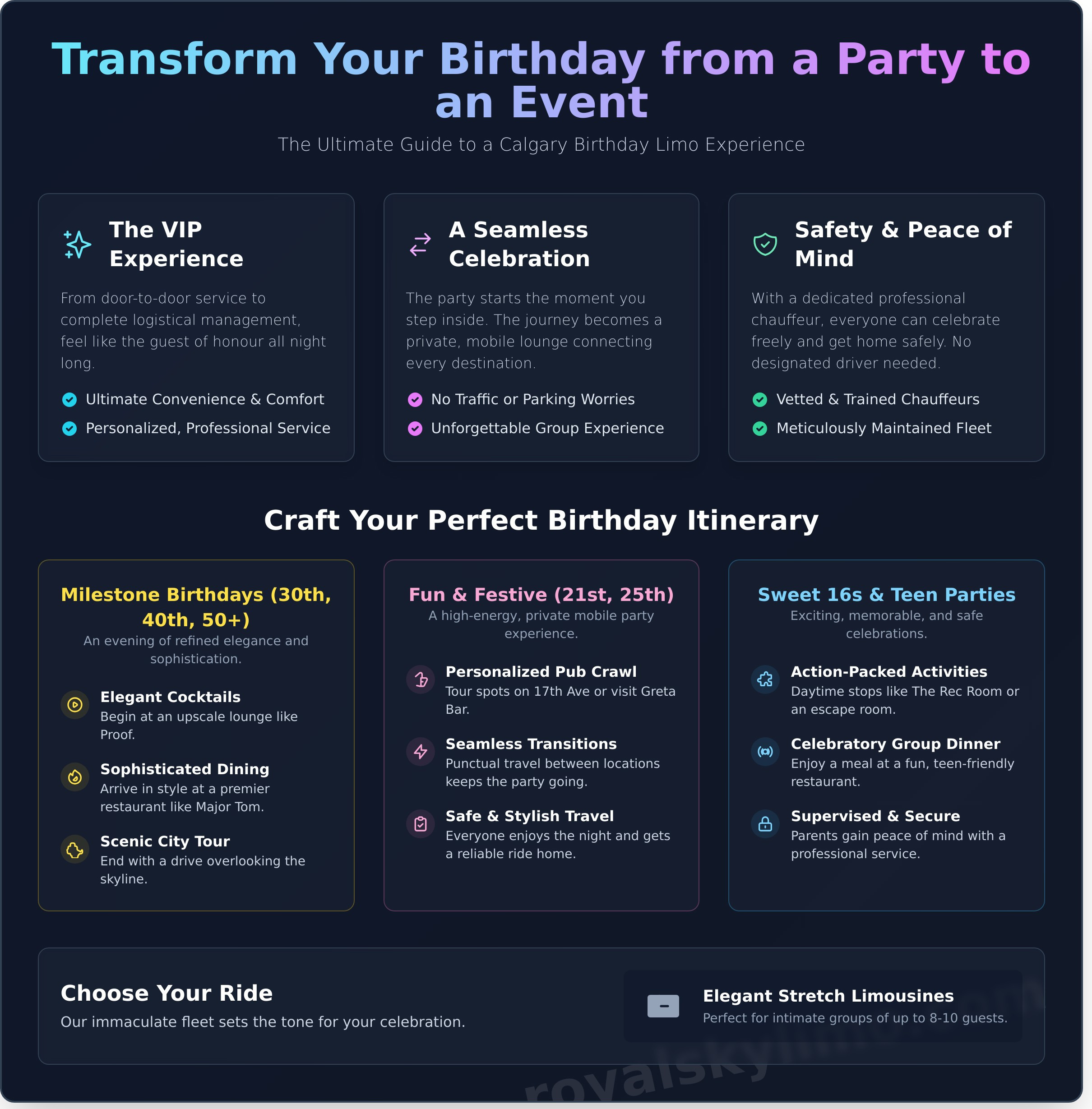 Birthday Party Limo Calgary: Celebrate in Unforgettable Style - Infographic