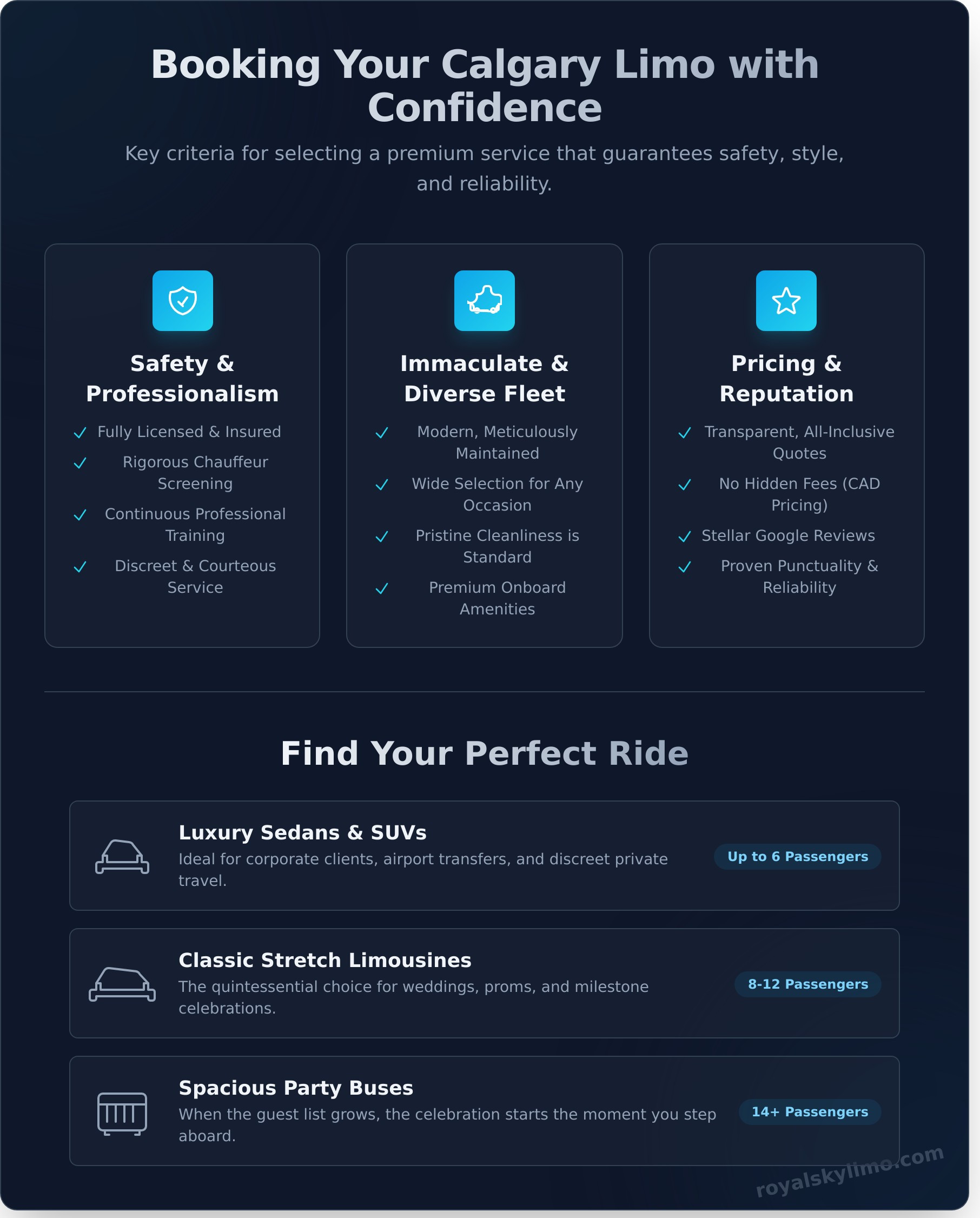Finding the Best Limo Service Near Me: Your Calgary Guide - Infographic